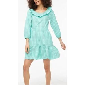 J. Crew Factory Turquoise Checkered Mini Dress